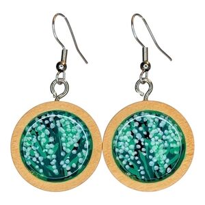 Handmade Earrings, Lily of the Valley, May Birth Month Flower, Painted on Wood